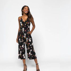 Kaileigh Black & Floral Rochelle Knit Jumpsuit